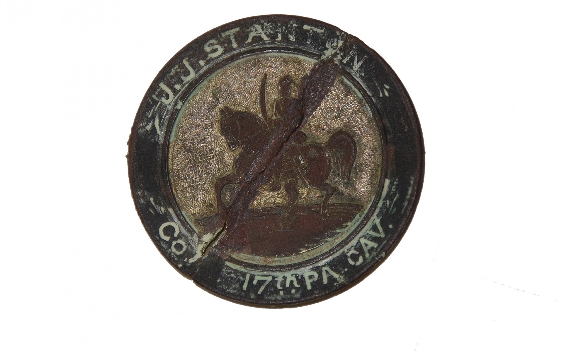 DUG WARTIME ID DISC FOR 17TH PENNSYLVANIA CAVALRY SOLDIER — Horse Soldier