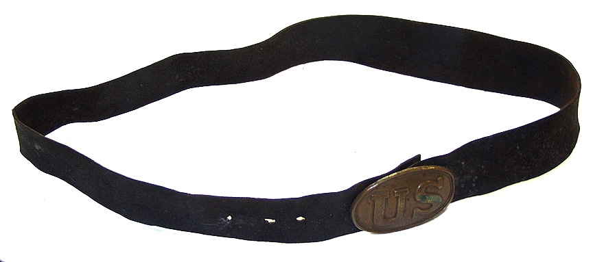 FEDERAL ENLISTEDMAN'S LEATHER WAIST BELT WITH ITS OVAL U.S. BELT PLATE, BOTH IN UNISSUED CONDITION
