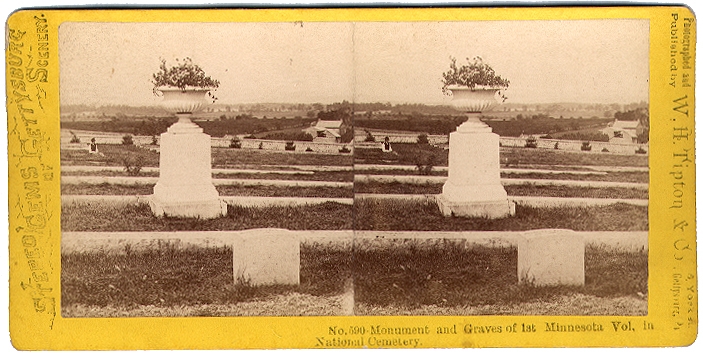 TIPTON STEREO VIEW #590 - 1ST MINNESOTA GRAVES, GETTYSBURG