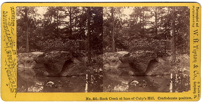 TIPTON STEREO VIEW #531 - ROCK CREEK, GETTYSBURG