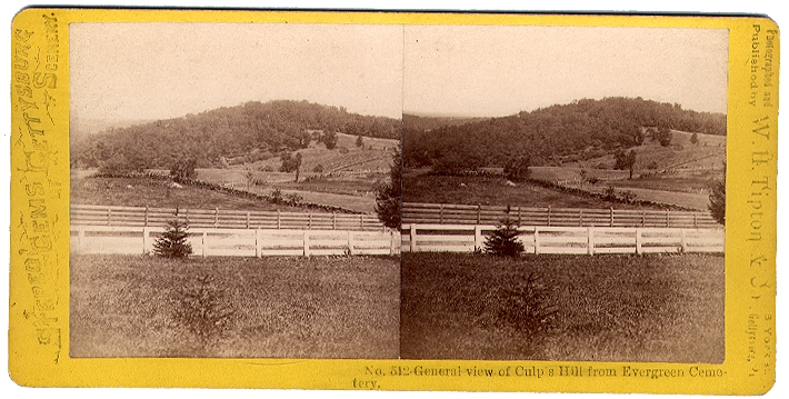 TIPTON STEREO VIEW #512 - CULP'S HILL, GETTYSBURG