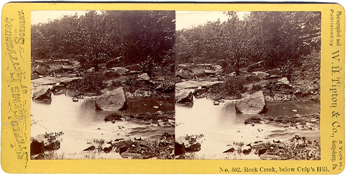 TIPTON STEREO VIEW #502 - ROCK CREEK, GETTYSBURG