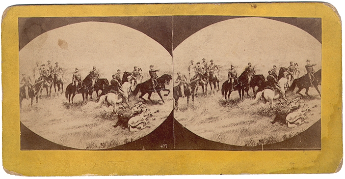 TIPTON STEREO VIEW #477 - GEN. HANCOCK & STAFF, GETTYSBURG