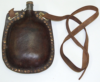 RARE ORIGINAL CIVIL WAR SPECIMEN OF A 'CANTEL'S PATENT' LEATHER CANTEEN