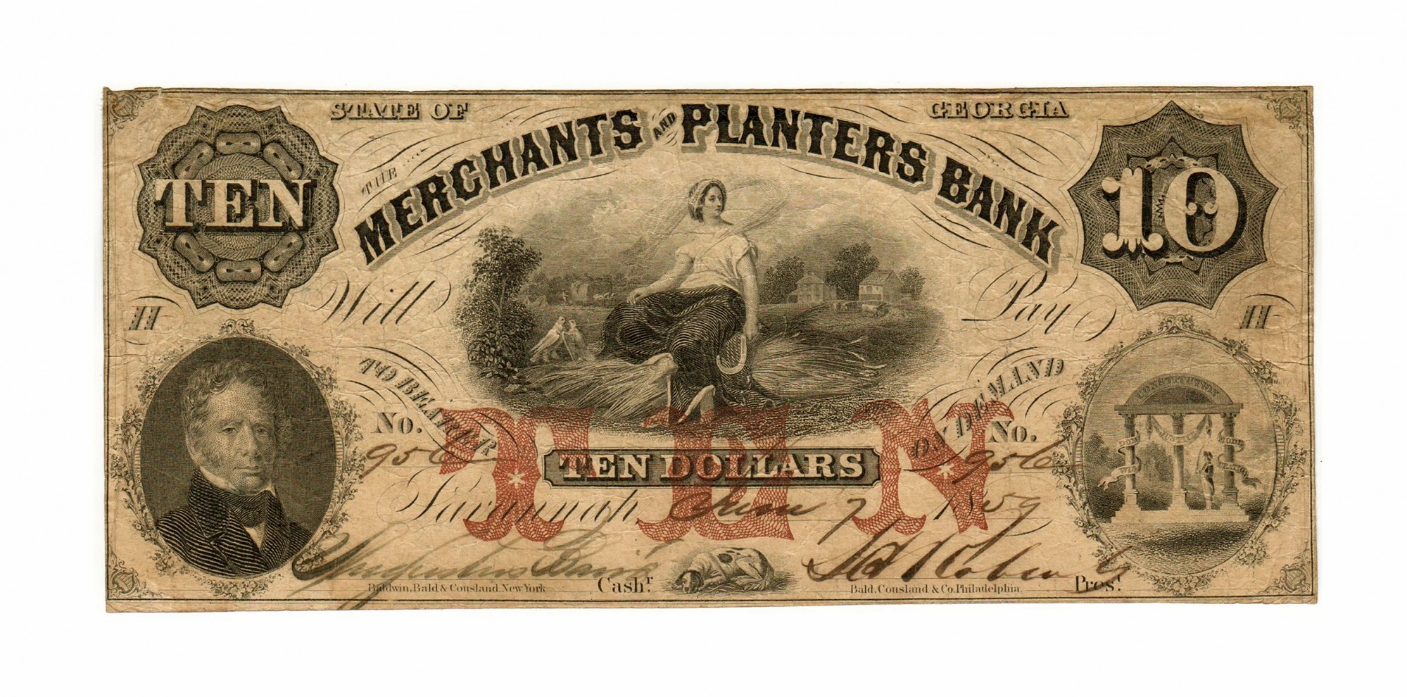 MERCHANTS AND PLANTERS BANK, SAVANNAH, 10 NOTE — Horse Soldier
