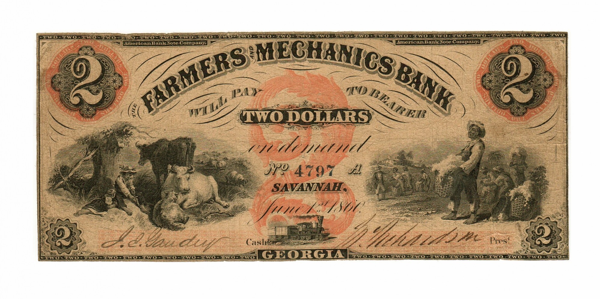 FARMERS & MECHANICS BANK, SAVANNAH, 2 NOTE — Horse Soldier