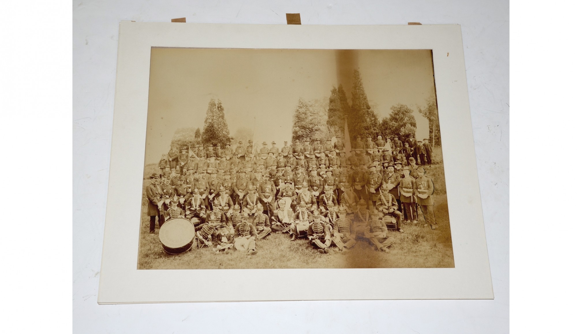 LARGE FRAMED ALBUMEN PHOTO OF MEMBERS OF THE JAMES A. GARFIELD GAR POST NUMBER 4 IN NEWARK, NJ