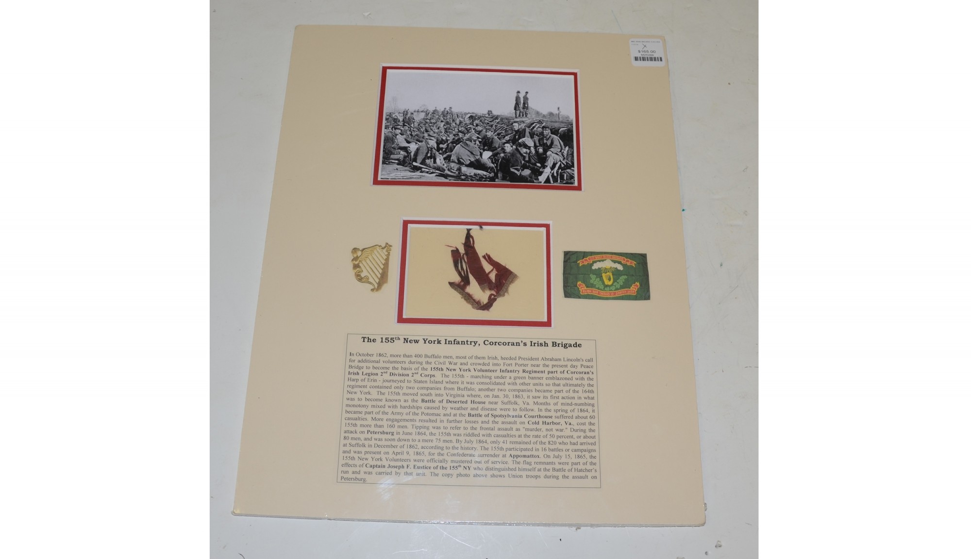 FLAG REMNANT FROM THE 155TH NEW YORK INFANTRY, CORCORAN'S IRISH BRIGADE