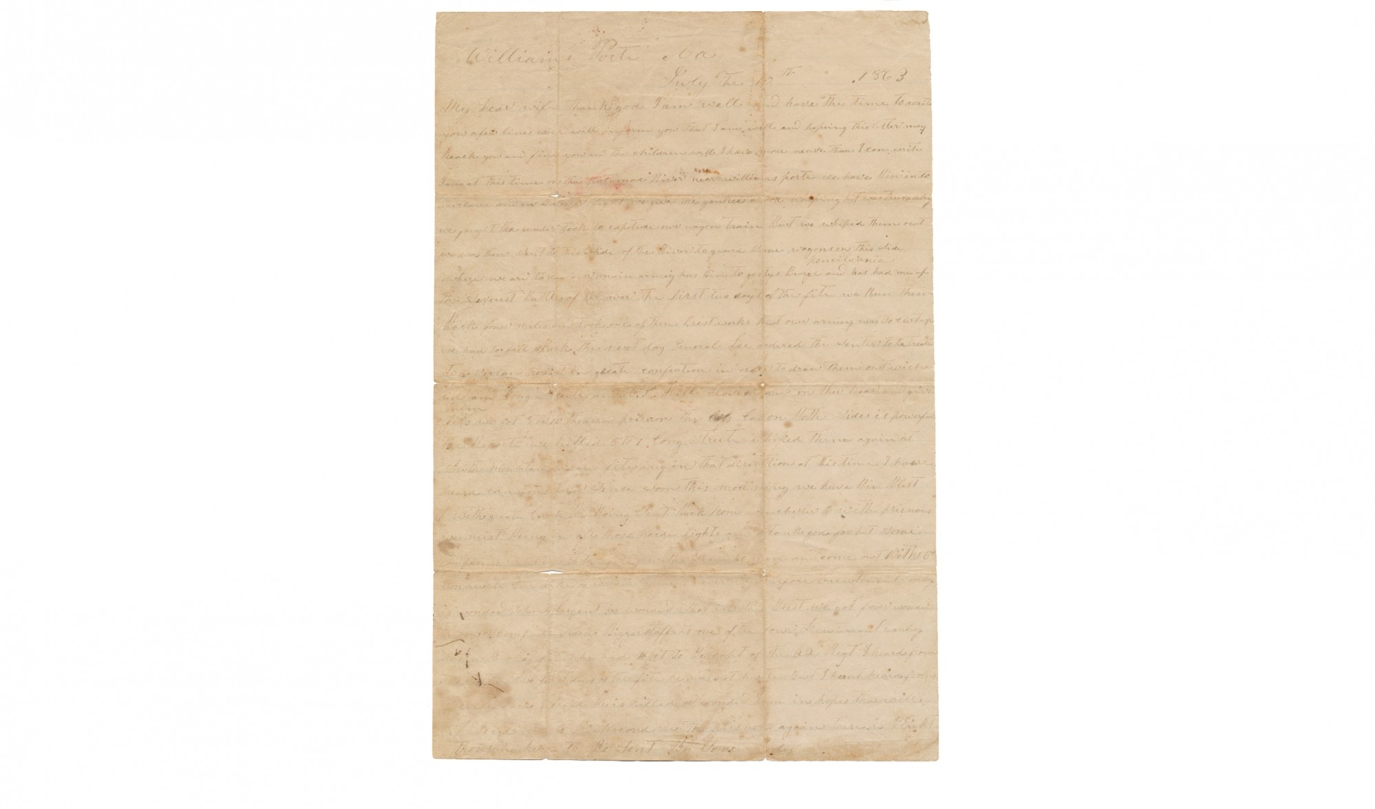 SUPERB GETTYSBURG CAMPAIGN CONFEDERATE SOLDIER LETTER - CORPORAL JAMES A. McGALLIARD, CO “B”, 54TH NORTH CAROLINA INFANTRY