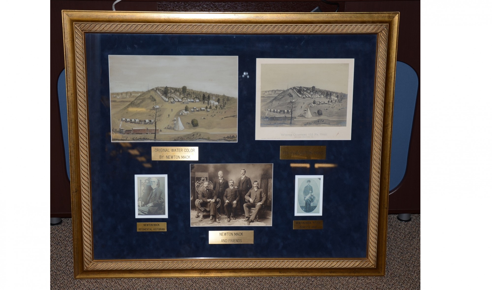 FRAMED WATERCOLOR OF 153RD PENNSYLVANIA CAMP SCENE