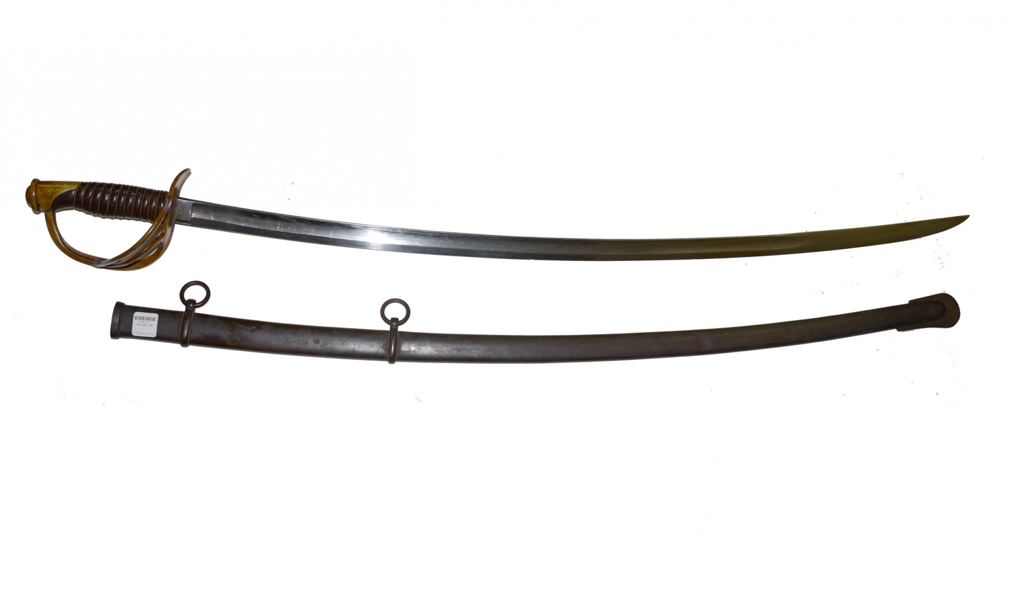 M1860 CAVALRY SABER AND SCABBARD, DATED 1862, BY D.J. MILLARD