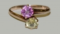 GOLD RING WITH GREEN & PINK COLORED STONES