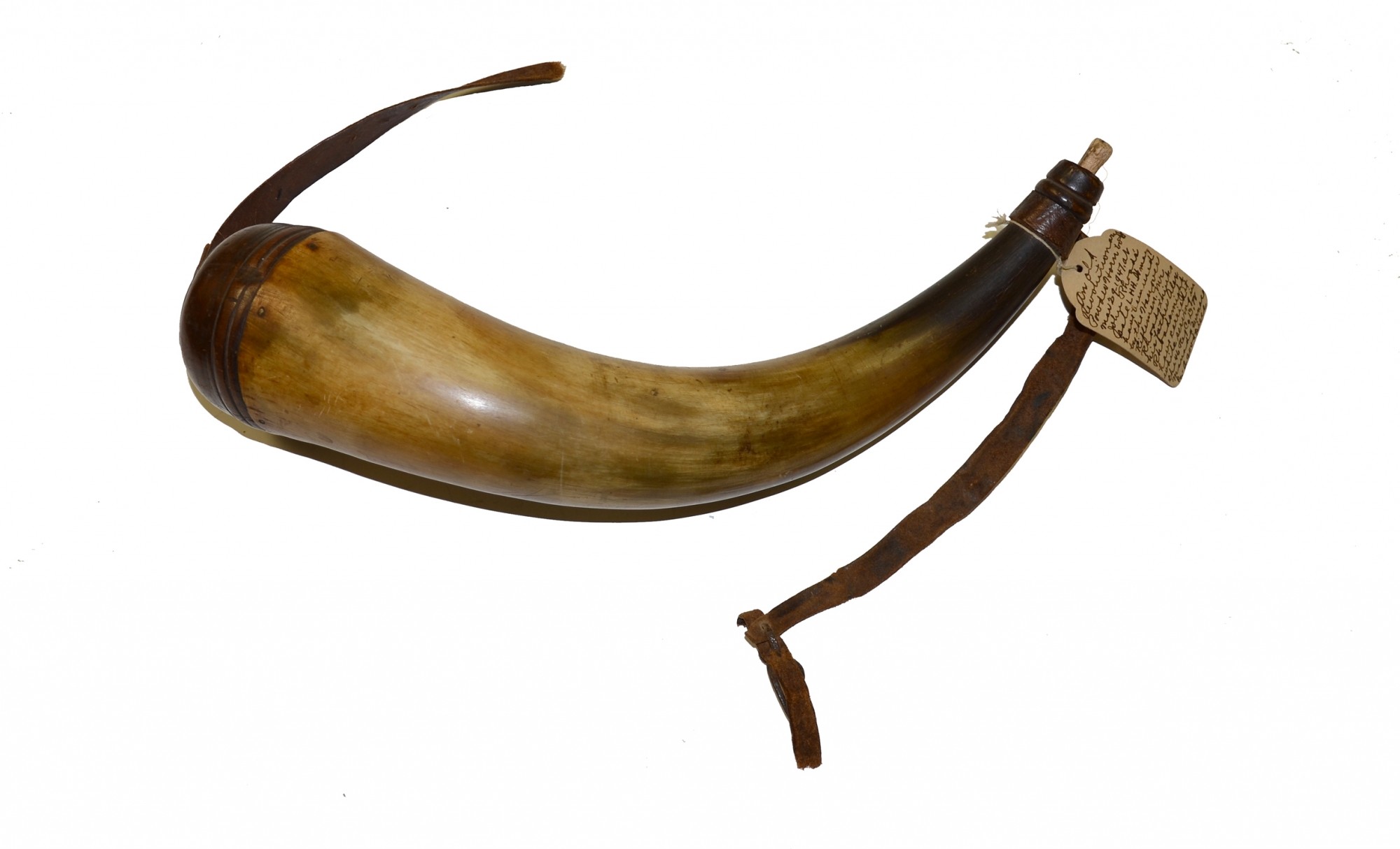REVOLUTIONARY WAR ERA POWDER HORN ID’D TO ALEXANDER RHOADES, 46th