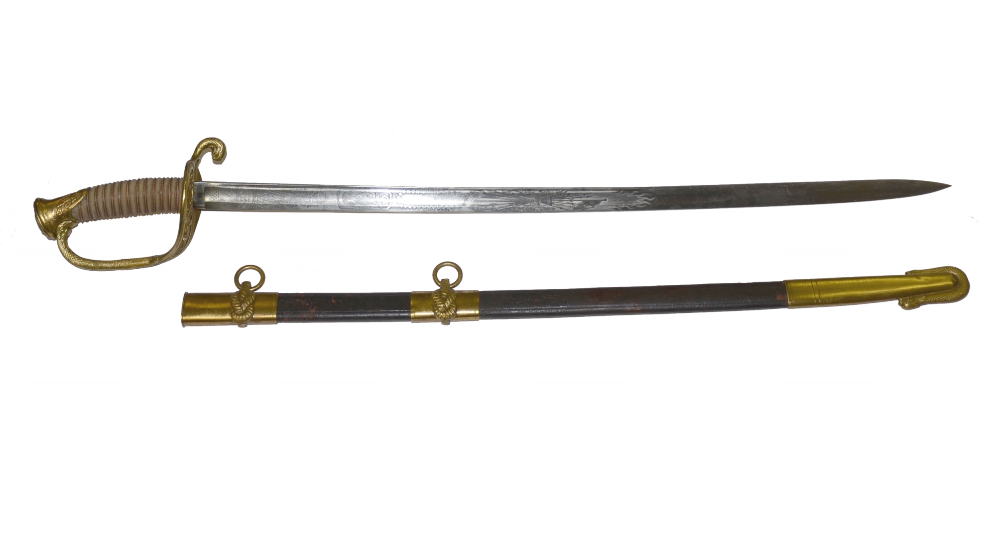 SMALL PATTERN 1852 NAVAL OFFICER’S SWORD BY “W. H. HORSTMANN & SONS PHILADELPHIA” (ETCHED ON BLADE)