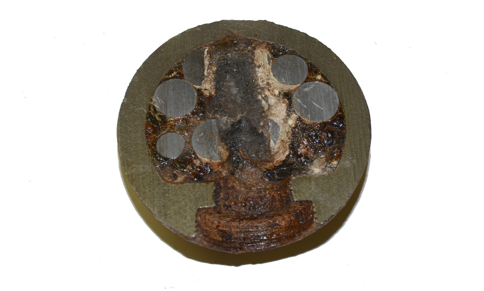 SECTIONED  US 6 POUND SPHERICAL CASE-SHOT SHELL