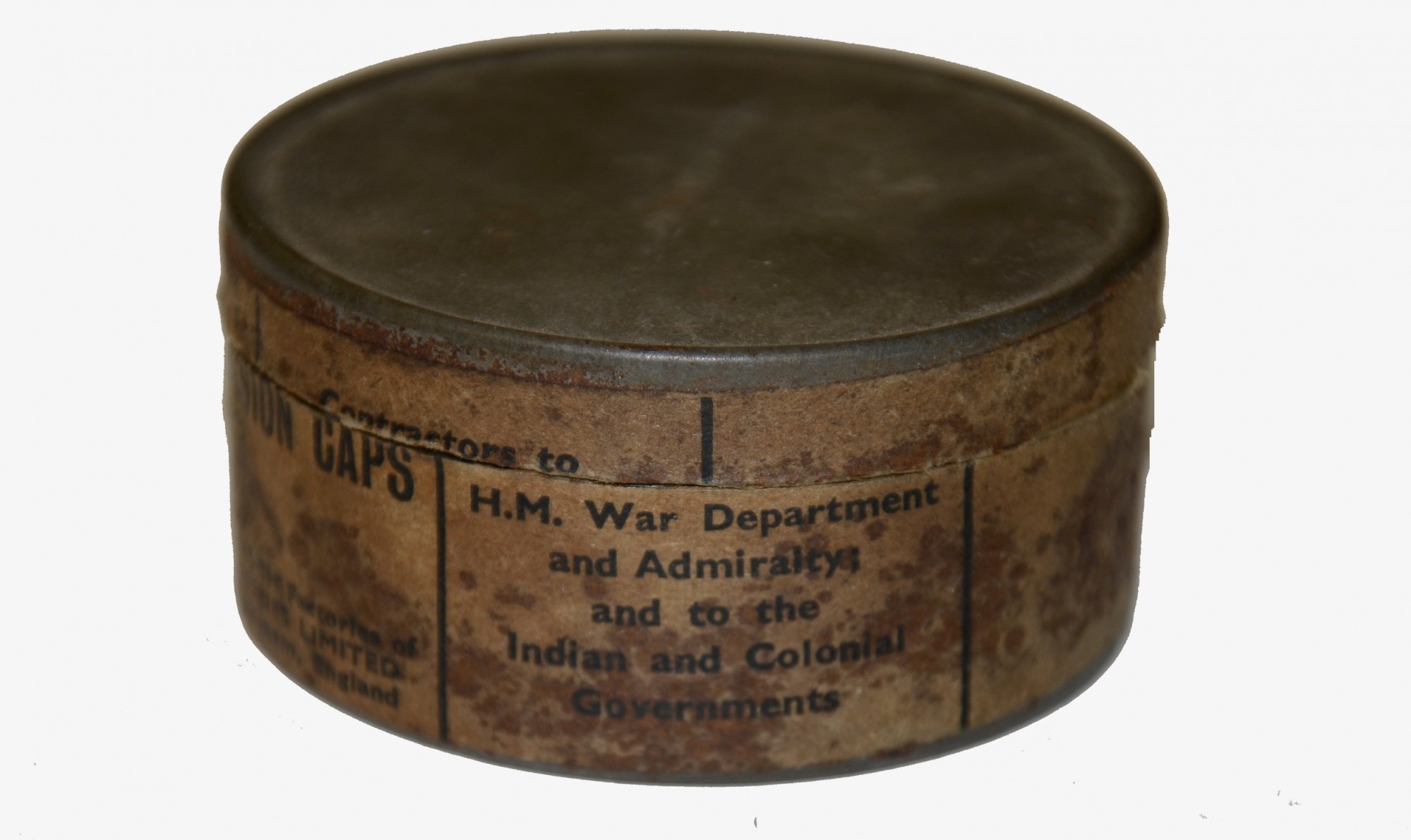 TIN OF BRITISH PERCUSSION CAPS — Horse Soldier