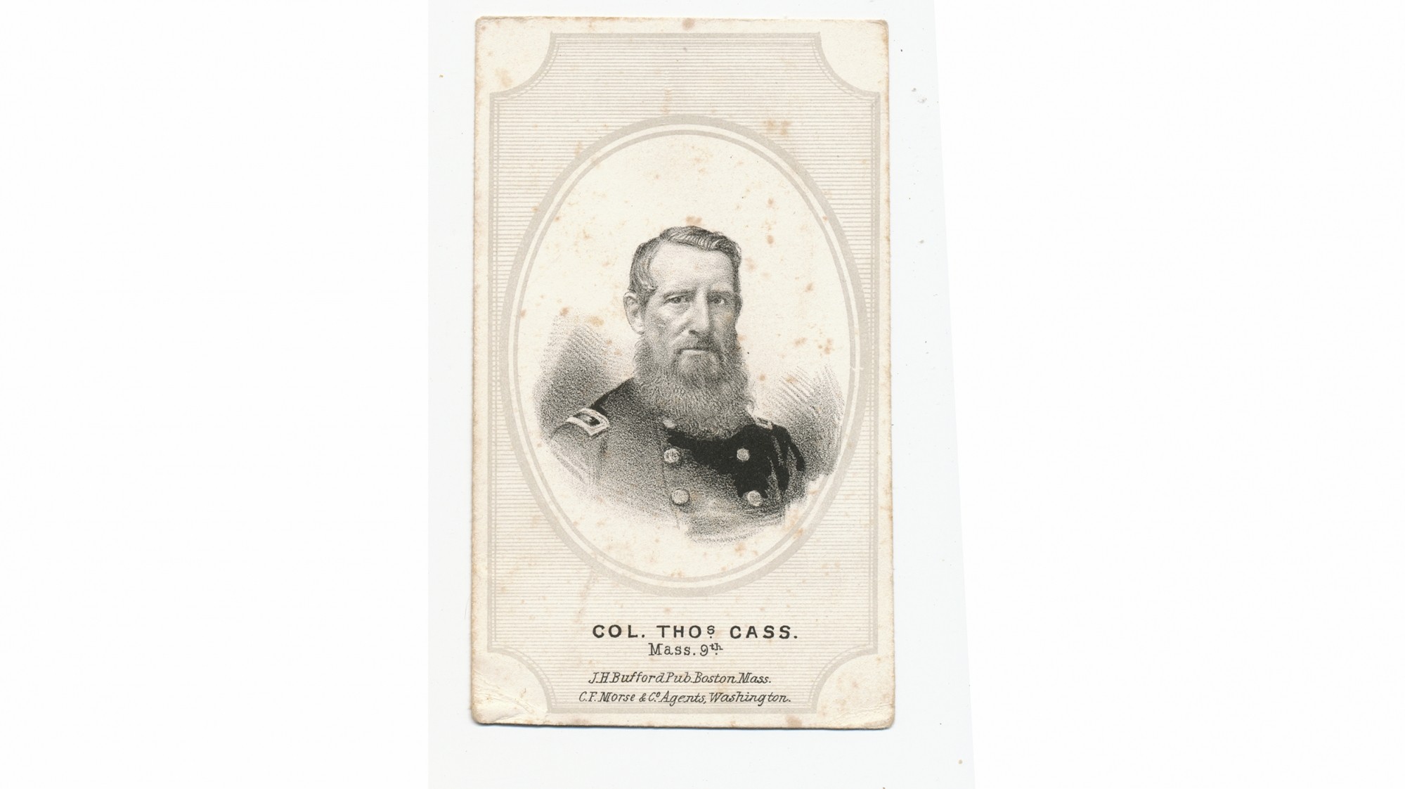 LITHOGRAPH CDV OF COLONEL THOMAS CASS, 9TH MASSACHUSETTS INFANTRY