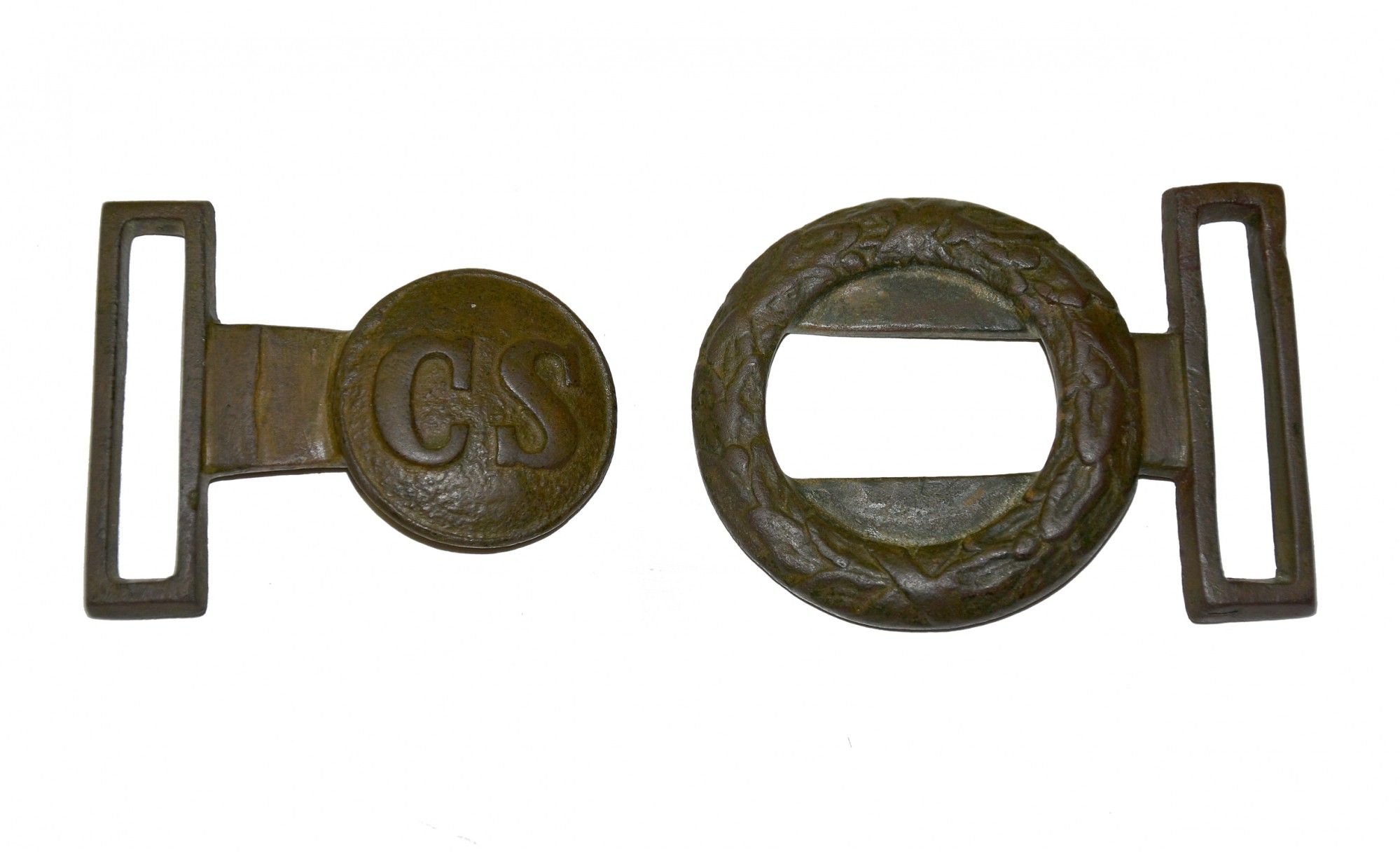 CONFEDERATE TWO PIECE “CS” VIRGINIA STYLE BUCKLE — Horse Soldier