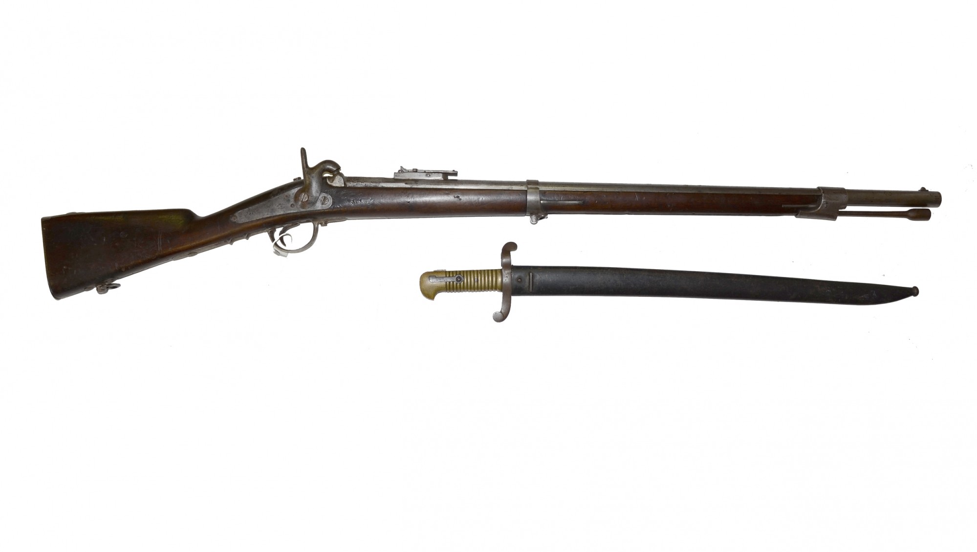 FRENCH MODEL 1853 RIFLE MADE BY “T. TILKEN” IN LIEGE WITH SABER BAYONET