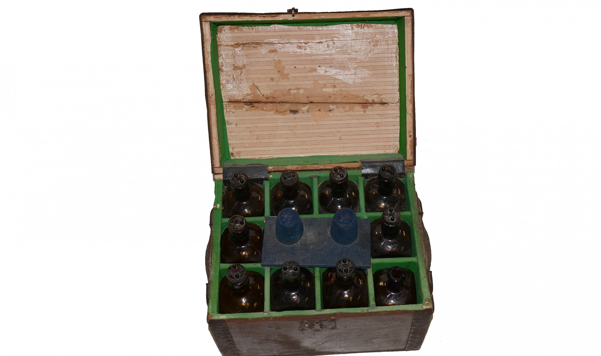RARE CASED CIVIL WAR PERIOD EMBALMING SURGEON’S CHEMICAL BOTTLES
