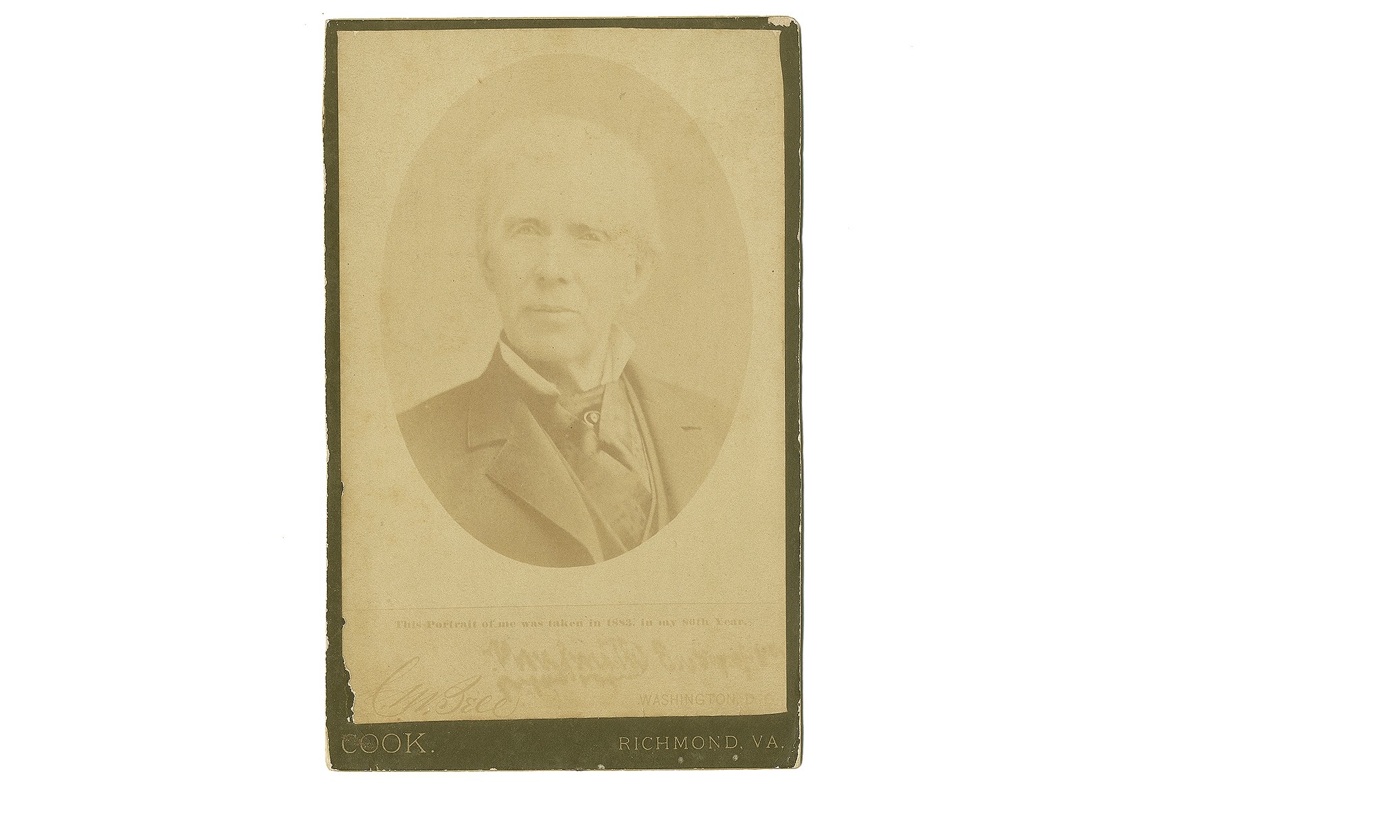 AUTOGRAPHED CABINET CARD PHOTO OF CONFEDERATE MAJOR GENERAL WILLIAM “EXTRA BILLY” SMITH, 1883