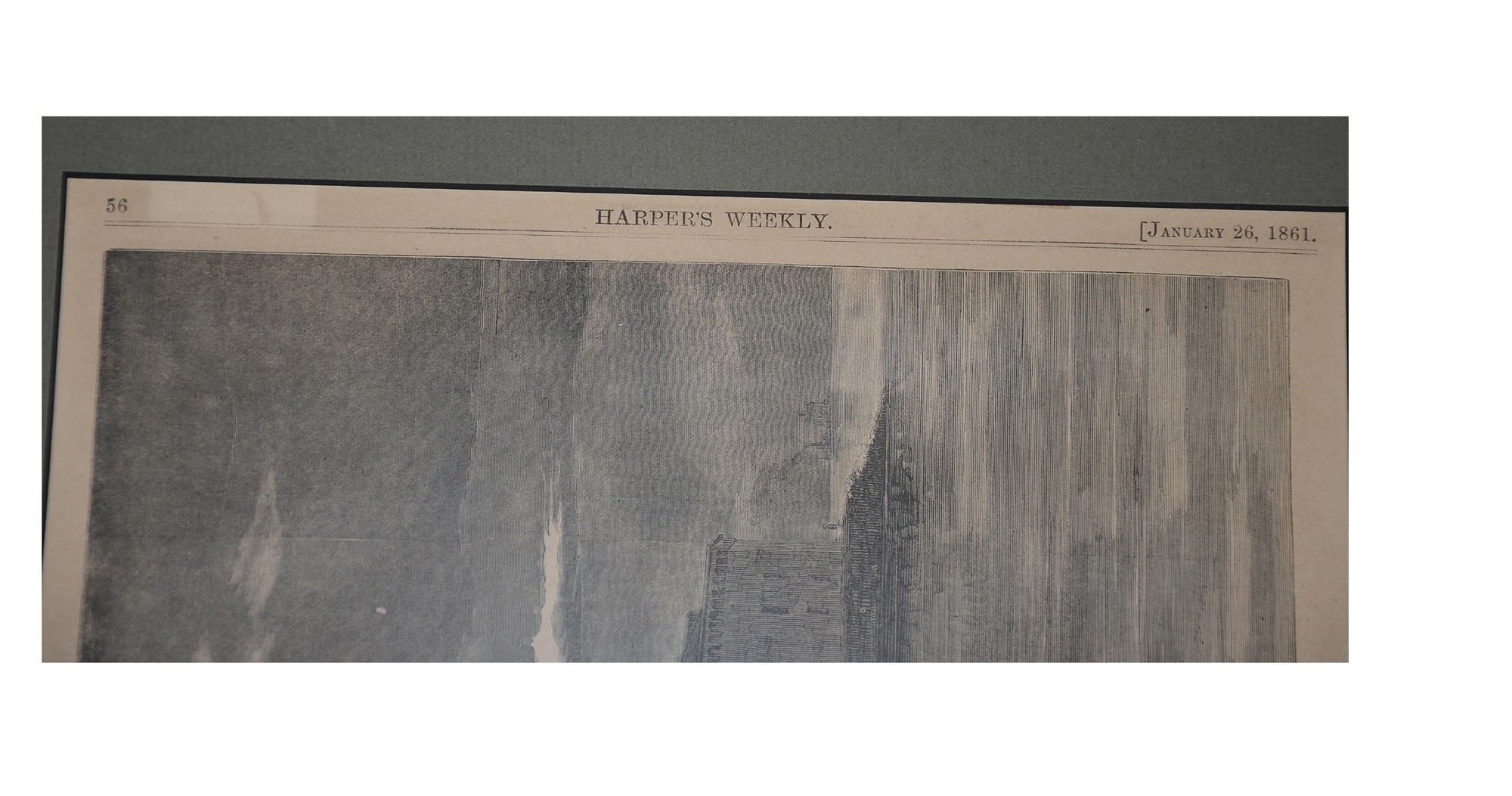 FRAMED HARPER’S WEEKLY PAGE ENGRAVING OF FORT SUMTER — Horse Soldier