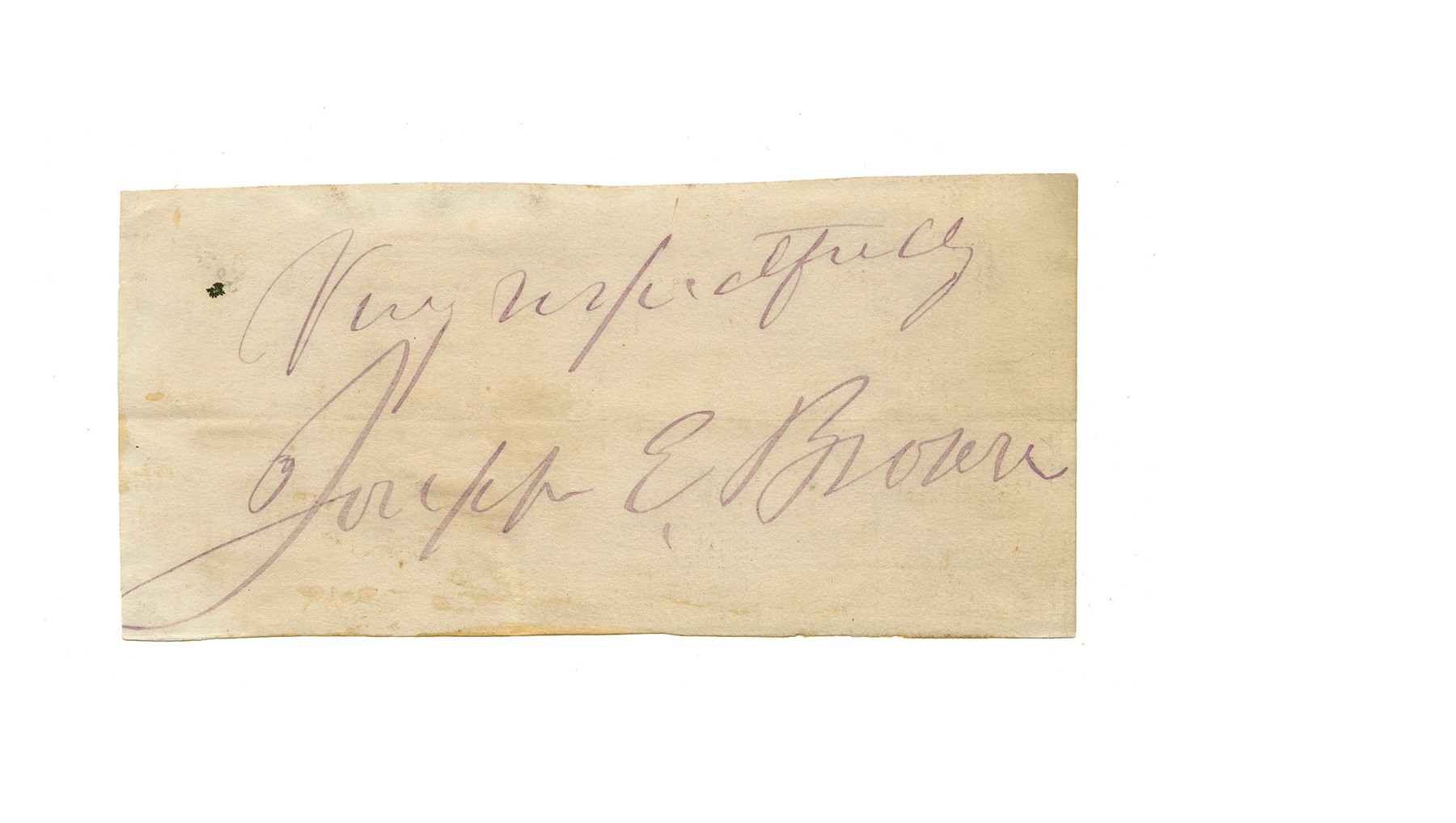 AUTOGRAPH OF GOVERNOR JOSEPH EMERSON BROWN