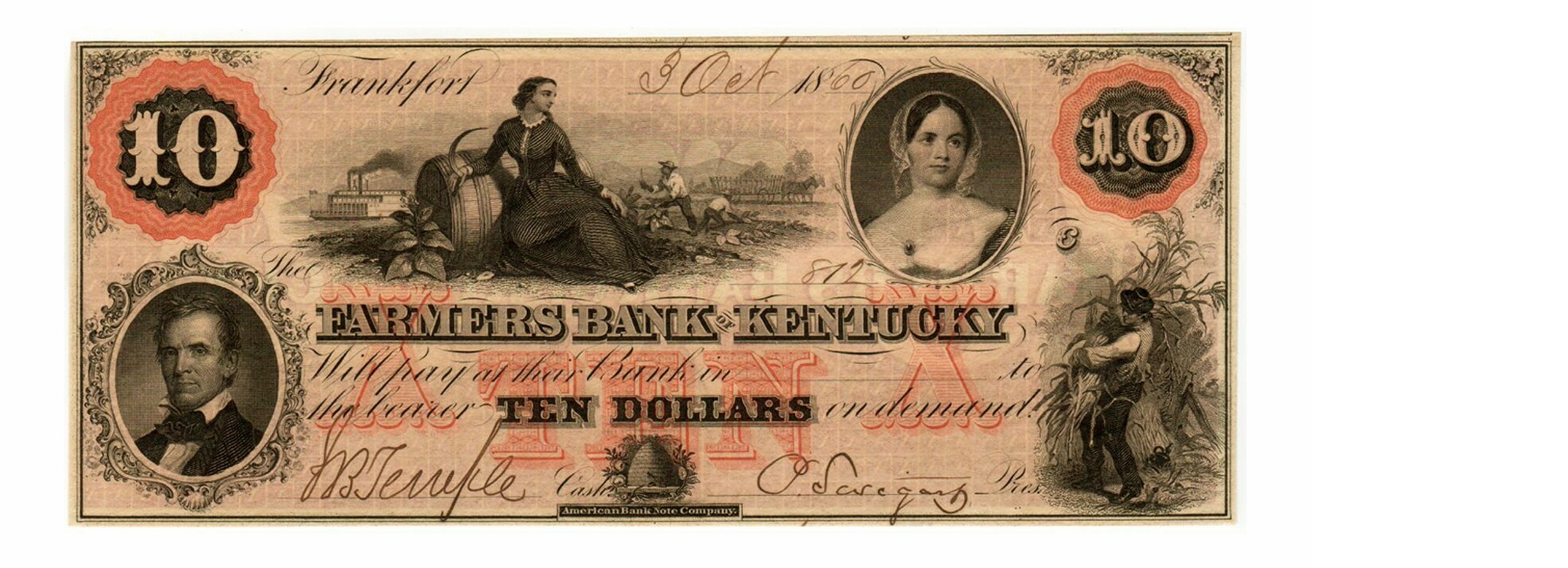 FARMERS BANK OF KENTUCKY, FRANKFORT, $10 NOTE