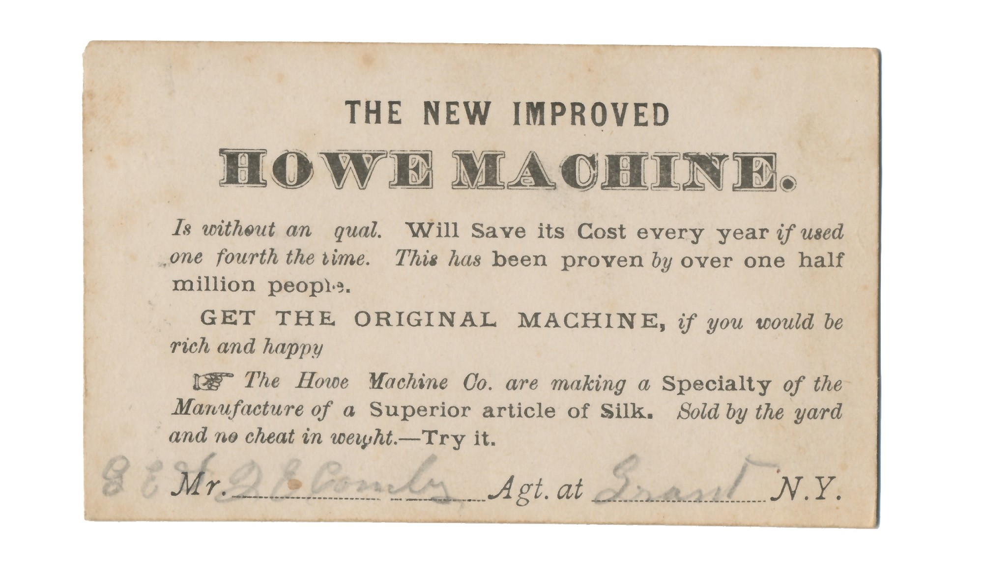 CDV ADVERTISEMENT OF ELIAS HOWE, 17th CONNECTICUT VOLUNTEER INFANTRY