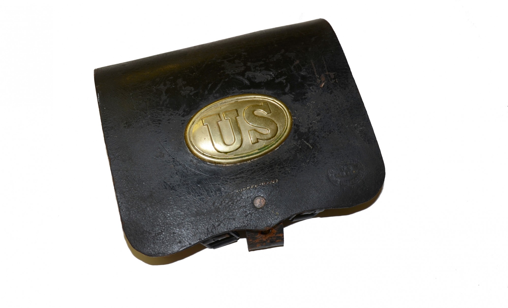 US MODEL 1864 INFANTRY CARTRIDGE BOX WITH REPRODUCTION PLATE