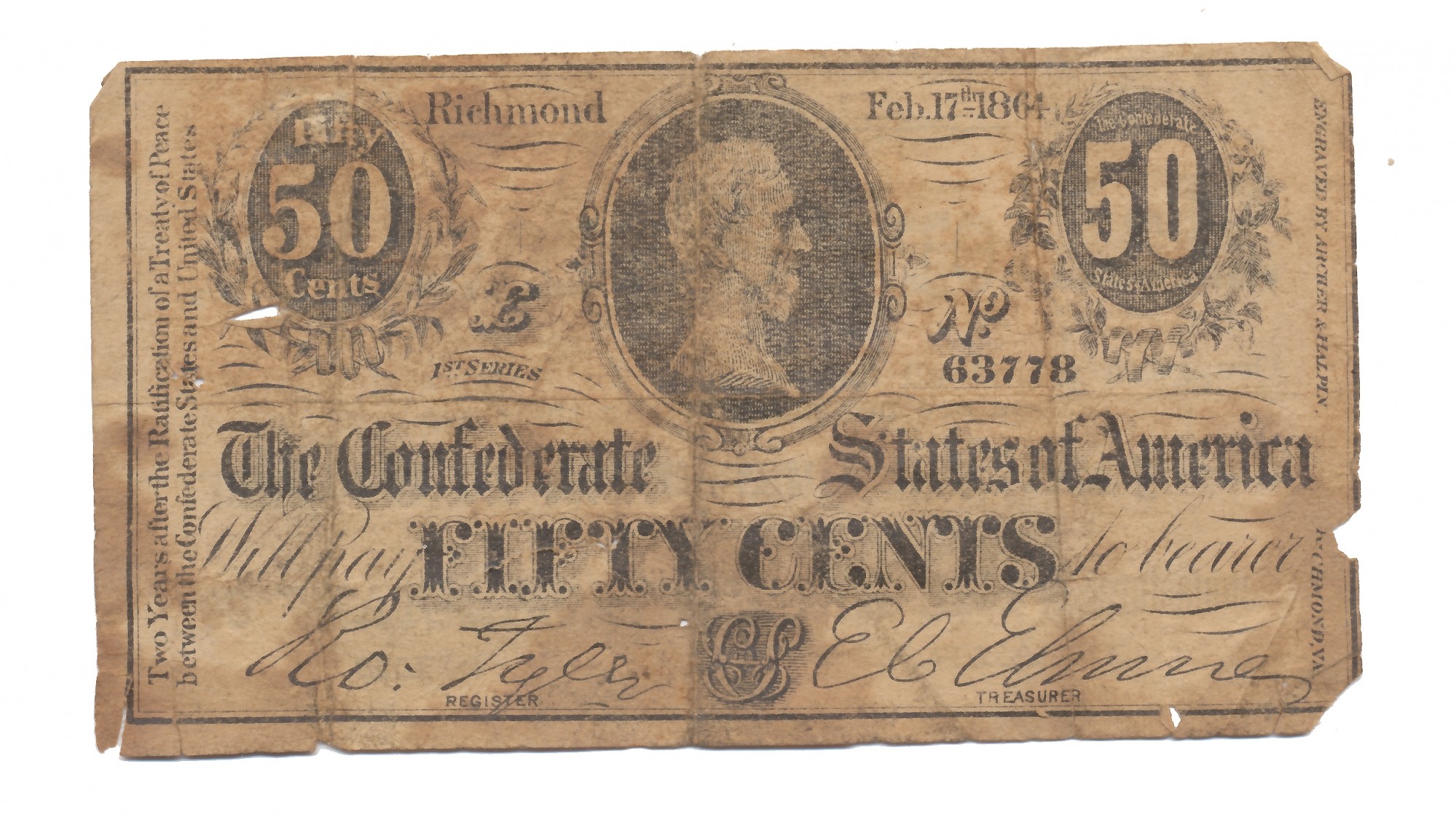 SOUVENIR CONFEDERATE FIFTY-CENT NOTE