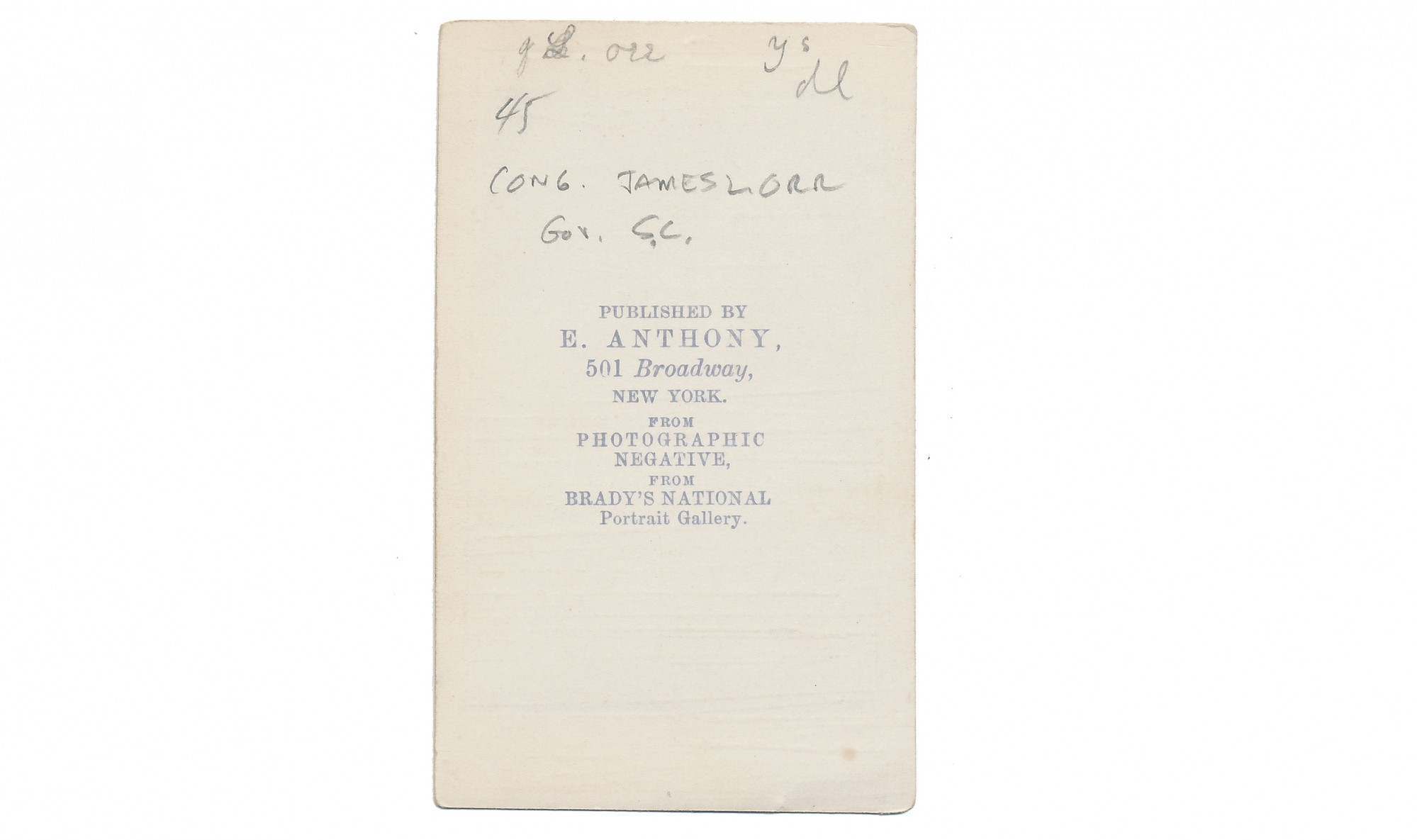 THREE QUARTER STANDING VIEW OF JAMES L. ORR OF SOUTH CAROLINA – ORR ...