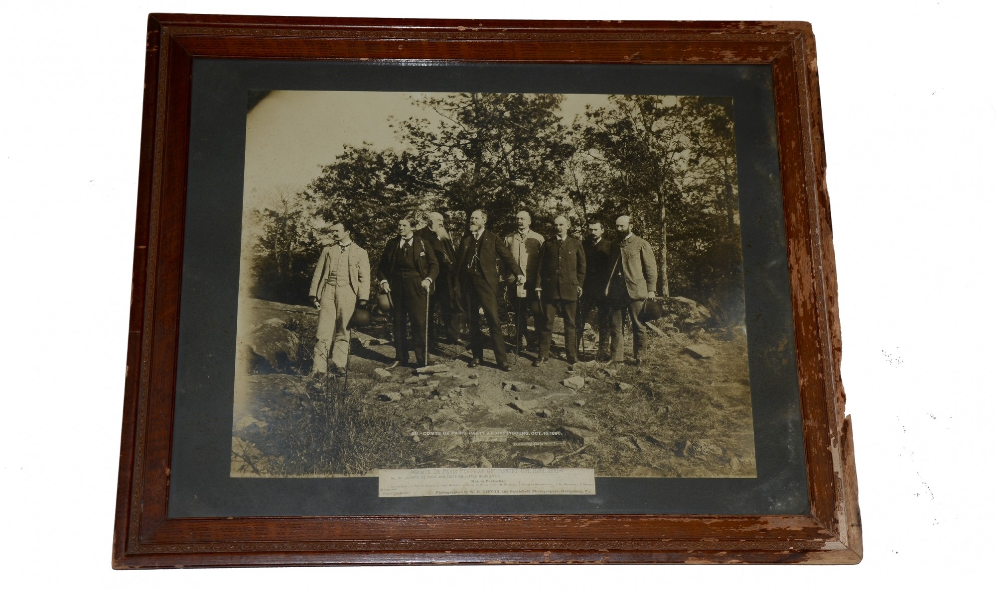 FRAMED TIPTON IMAGE OF THE COMTE DE PARIS ON LITTLE ROUND TOP IN 1890