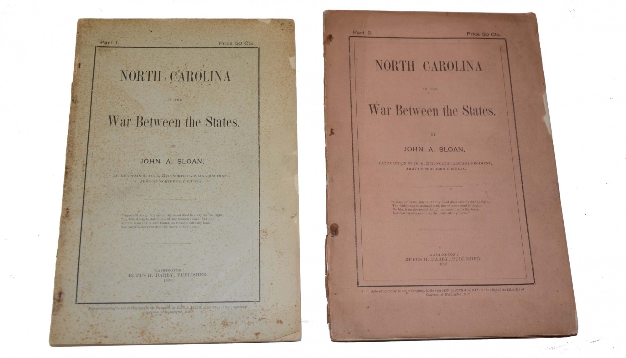 NORTH CAROLINA IN THE WAR BETWEEN THE STATES, PARTS 1 & 2