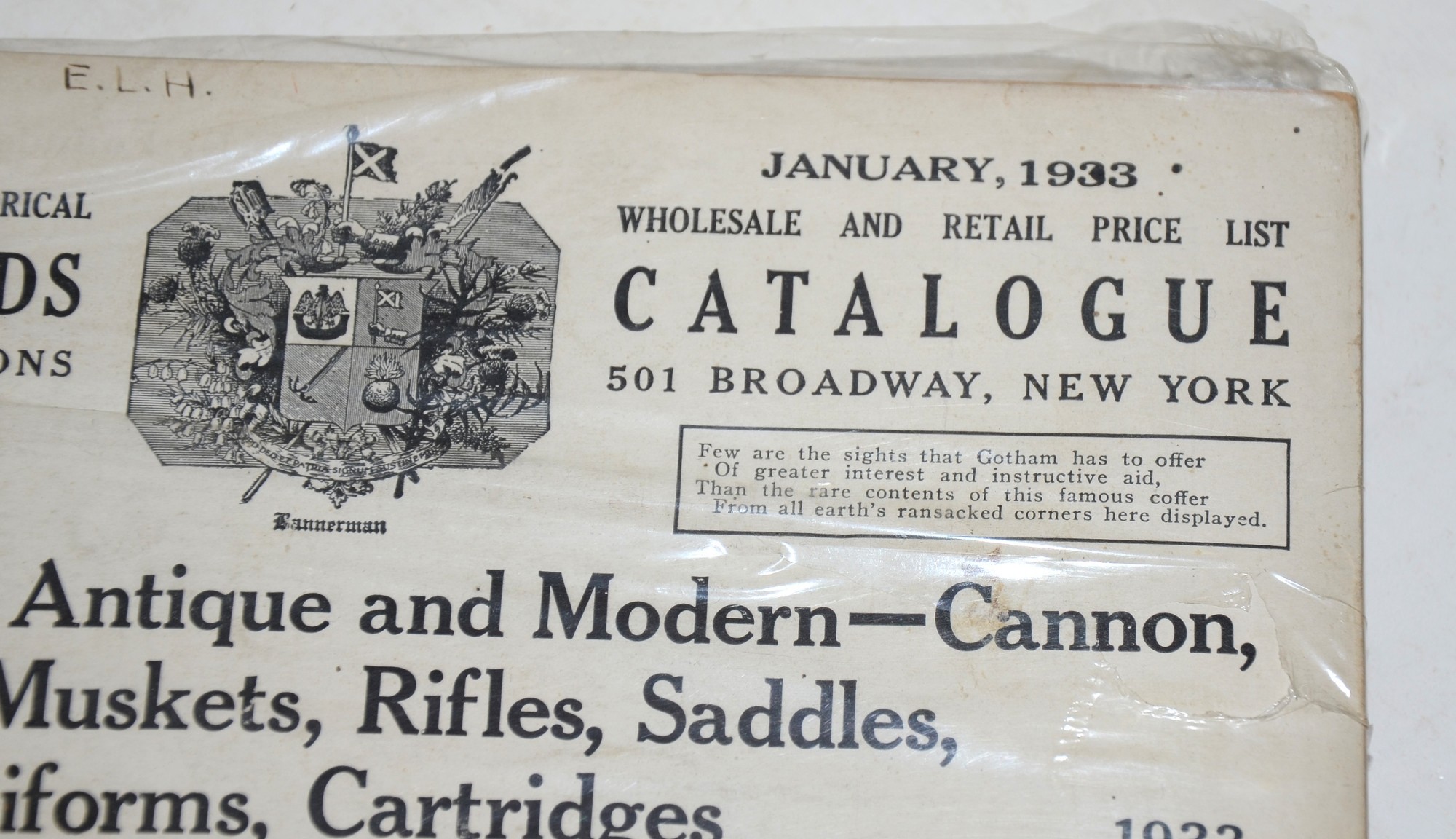 BANNERMAN MILITARY GOODS CATALOGUE, 1933 — Horse Soldier