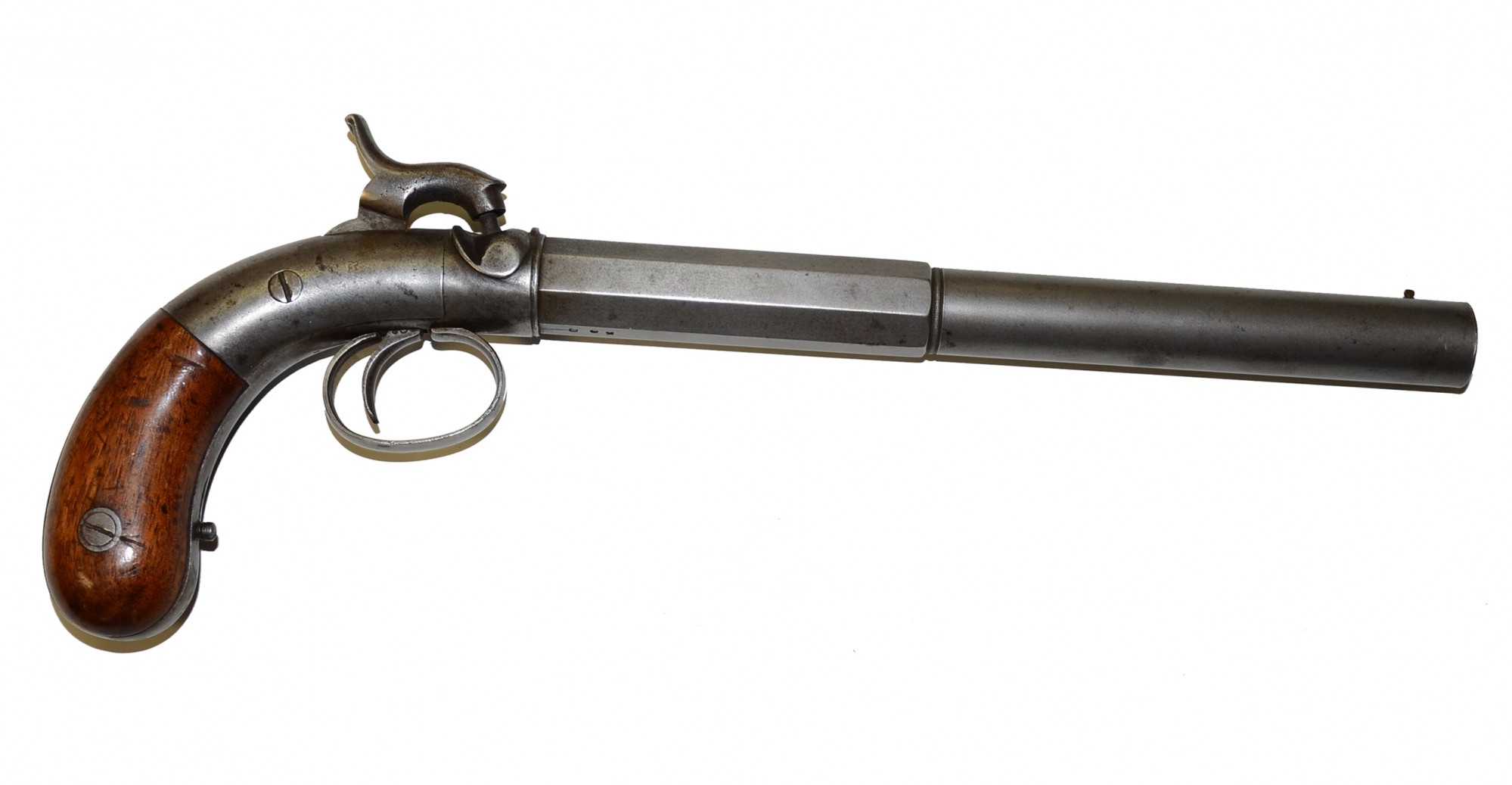 LONG BARRELED ALLEN & THURBER CENTER HAMMER PISTOL