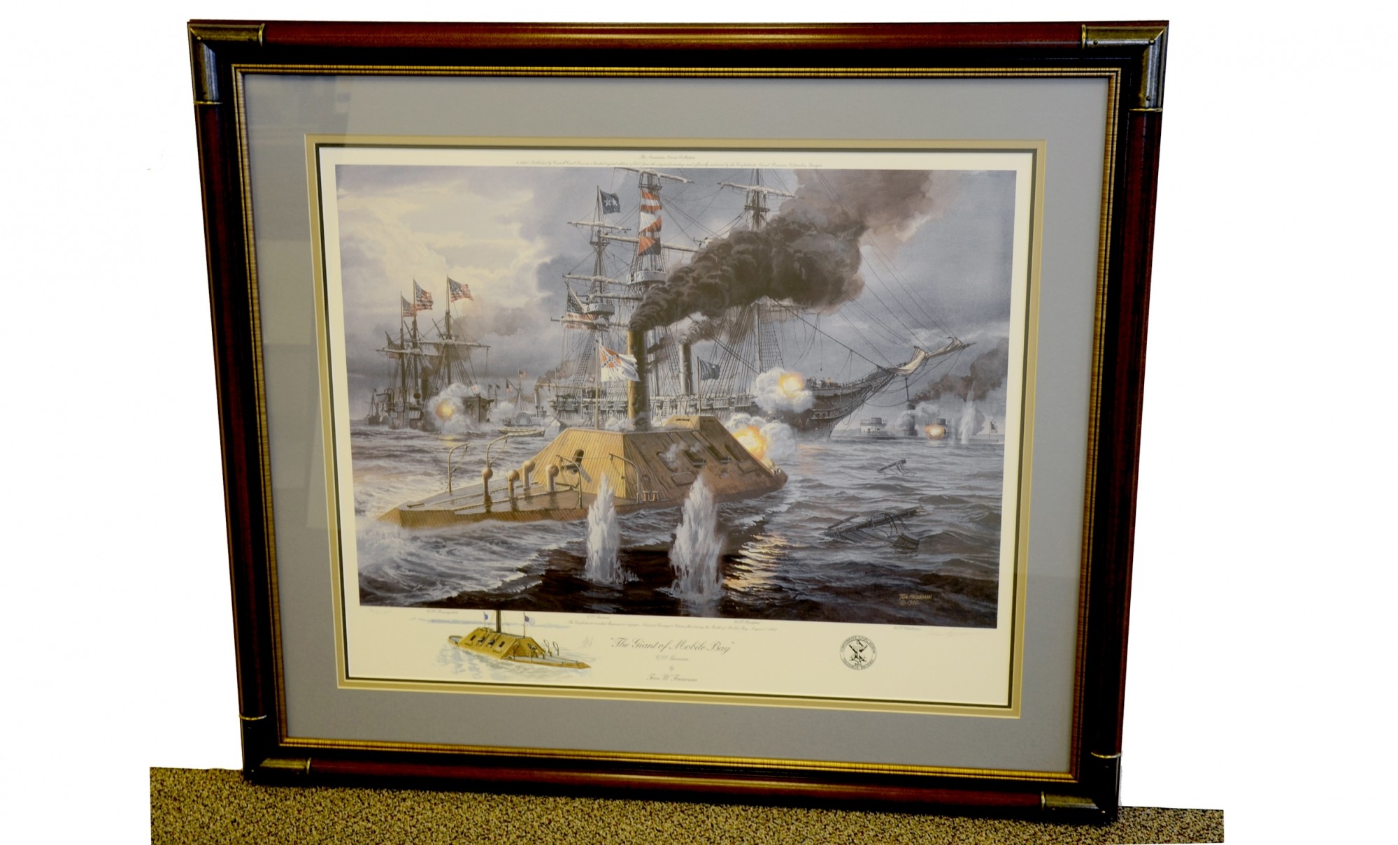 FRAMED PRINT - THE GIANT OF MOBILE BAY, CSS TENNESSEE by TOM FREEMAN