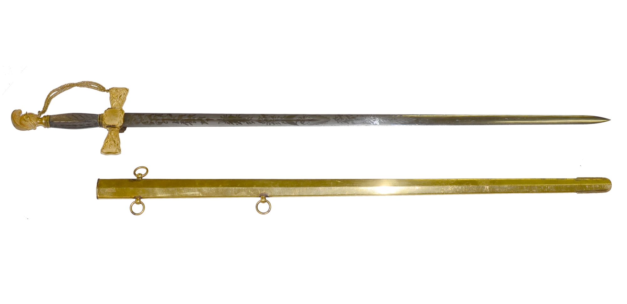 OFFICER’S SWORD BY AMES WITH SHEET SILVER GRIP AND CRUCIFORM GUARD