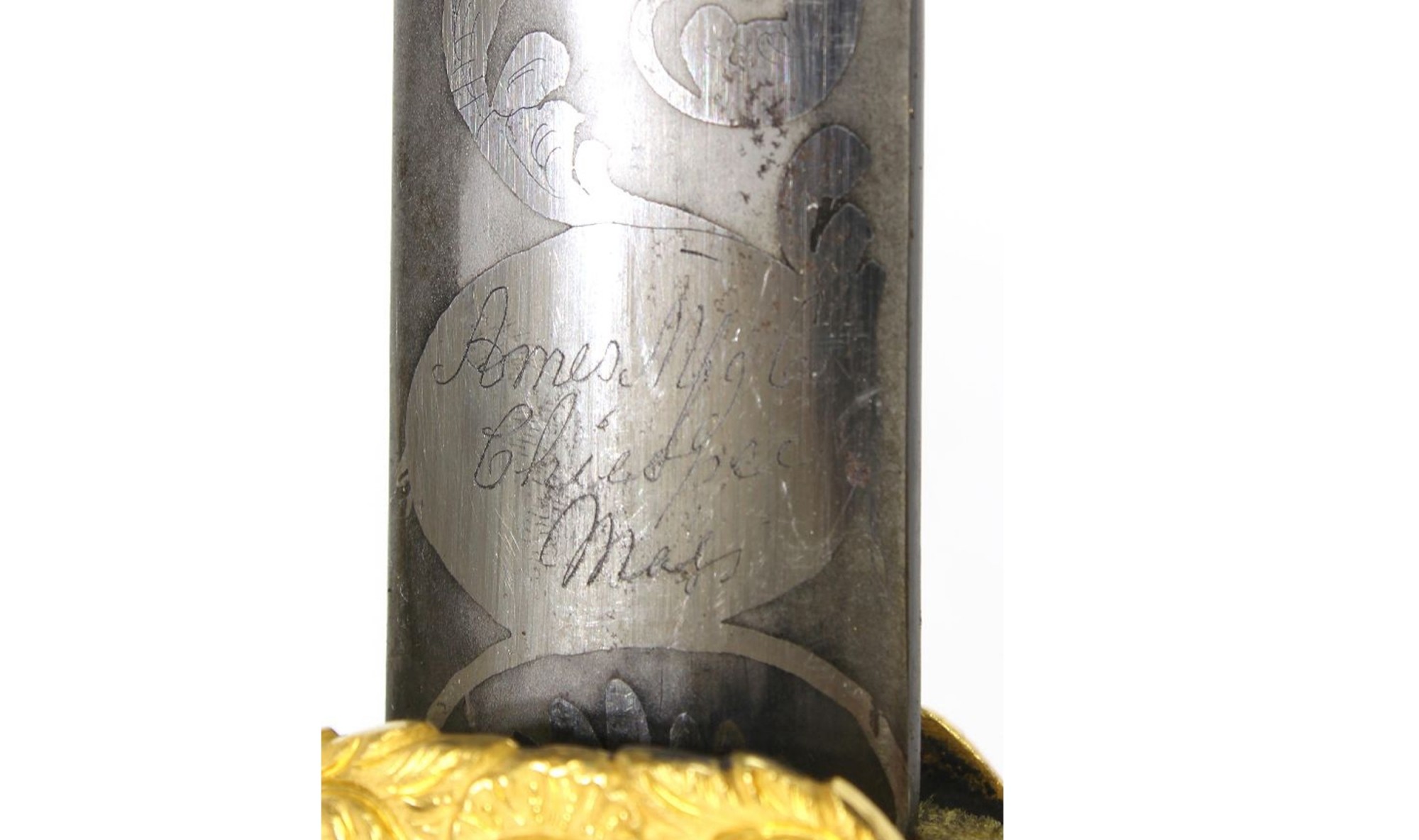 OFFICER’S SWORD BY AMES WITH SHEET SILVER GRIP AND CRUCIFORM GUARD