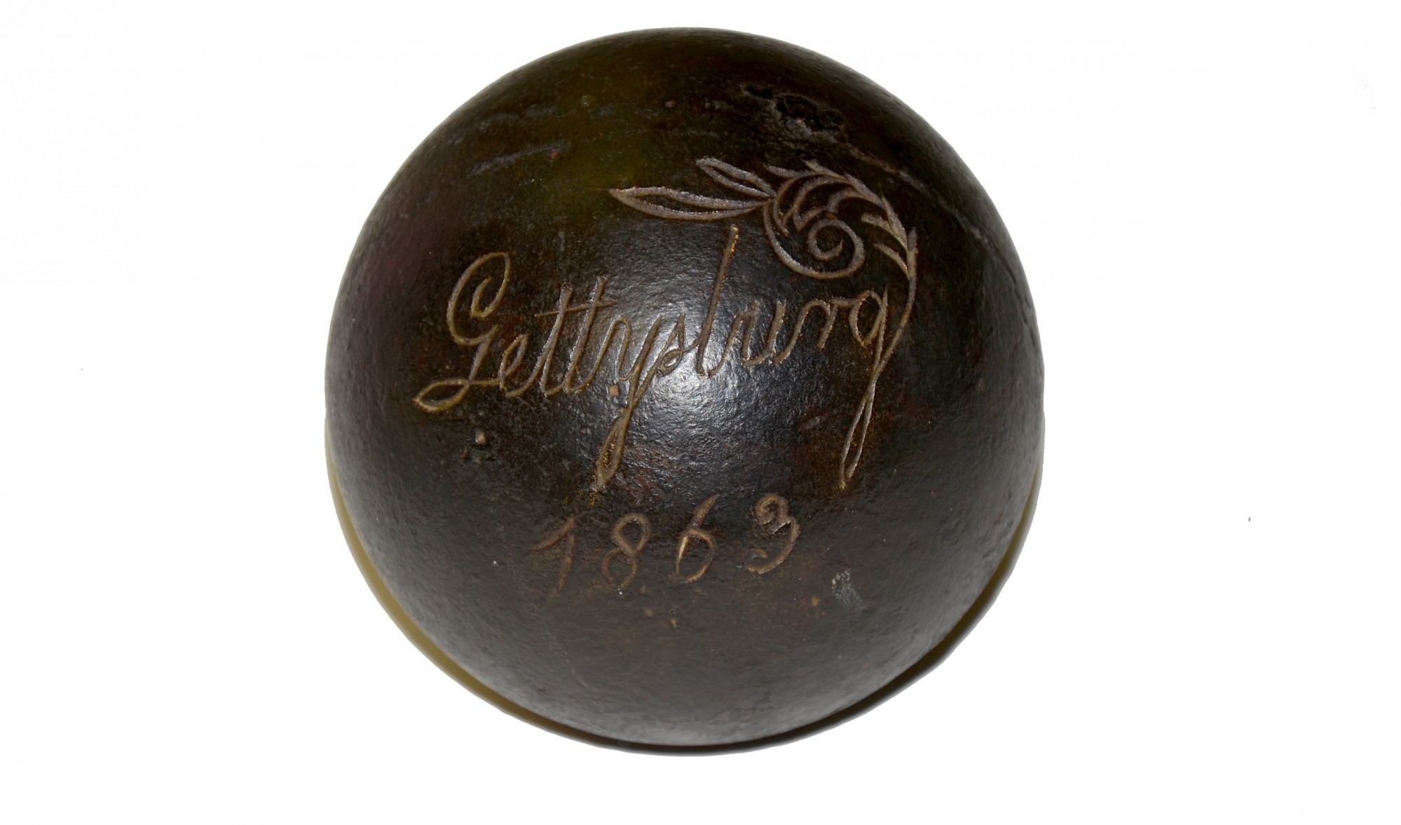ENGRAVED GETTYSBURG C.S. CANNON BALL BY WOODWARD – ZIEGLER COLLECTION