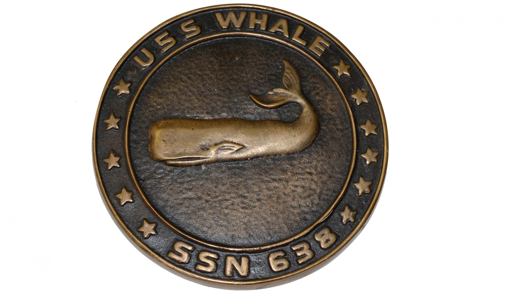 BRONZE PLAQUE FROM THE NUCLEAR SUBMARINE USS <i>WHALE</i>