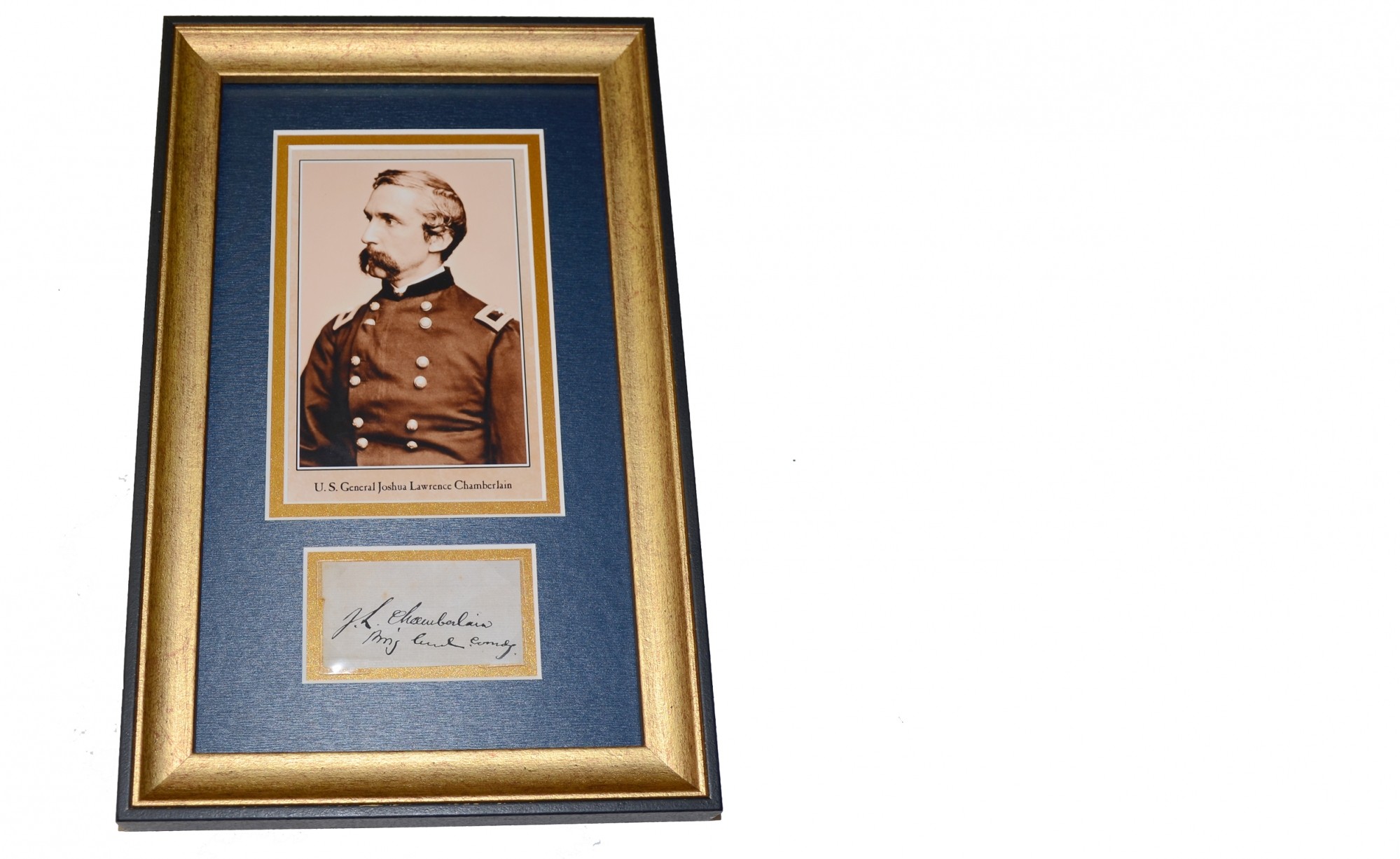 CIVIL WAR GENERAL JOSHUA L. CHAMBERLAIN WAR-DATE ENDORSEMENT FRAMED!
