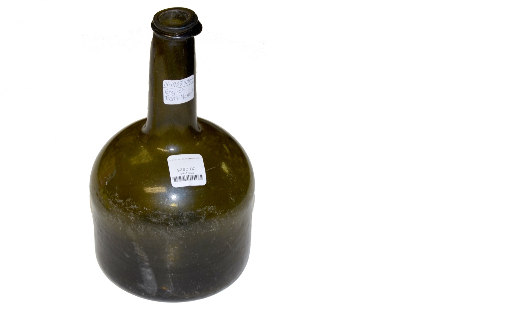 1720-1750 ENGLISH TRANSITIONAL MALLET BOTTLE