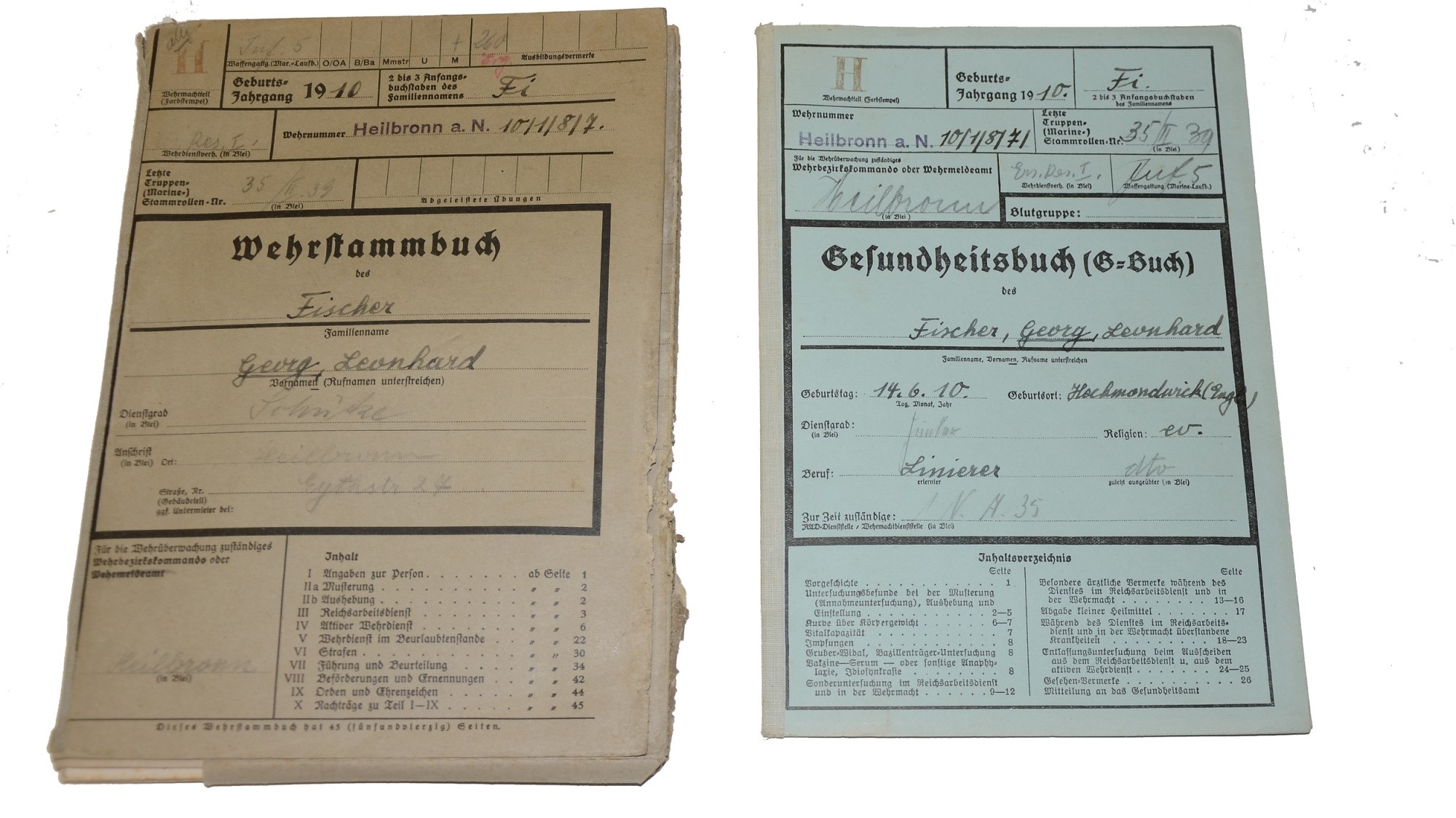 MILITARY AND HEALTH RECORDS FOR WORLD WAR TWO GERMAN SOLDIER WHO FOUGHT AT DUNKIRK