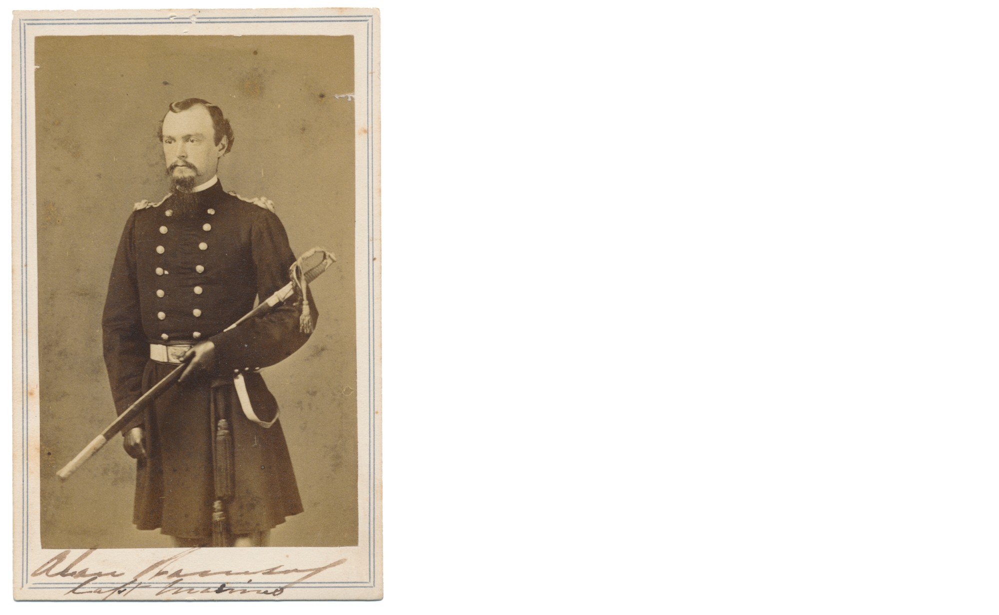 CIVIL WAR MARINE CORPS CAPTAIN ALAN RAMSAY WAR-DATE SIGNED CDV; WITNESS TO LINCOLN’S GETTYSBURG ADDRESS