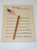 PIECE OF WOOD FROM THE ROOM IN THE WHITE HOUSE WHERE LINCOLN SIGNED THE EMANCIPATION PROCLAMATION 