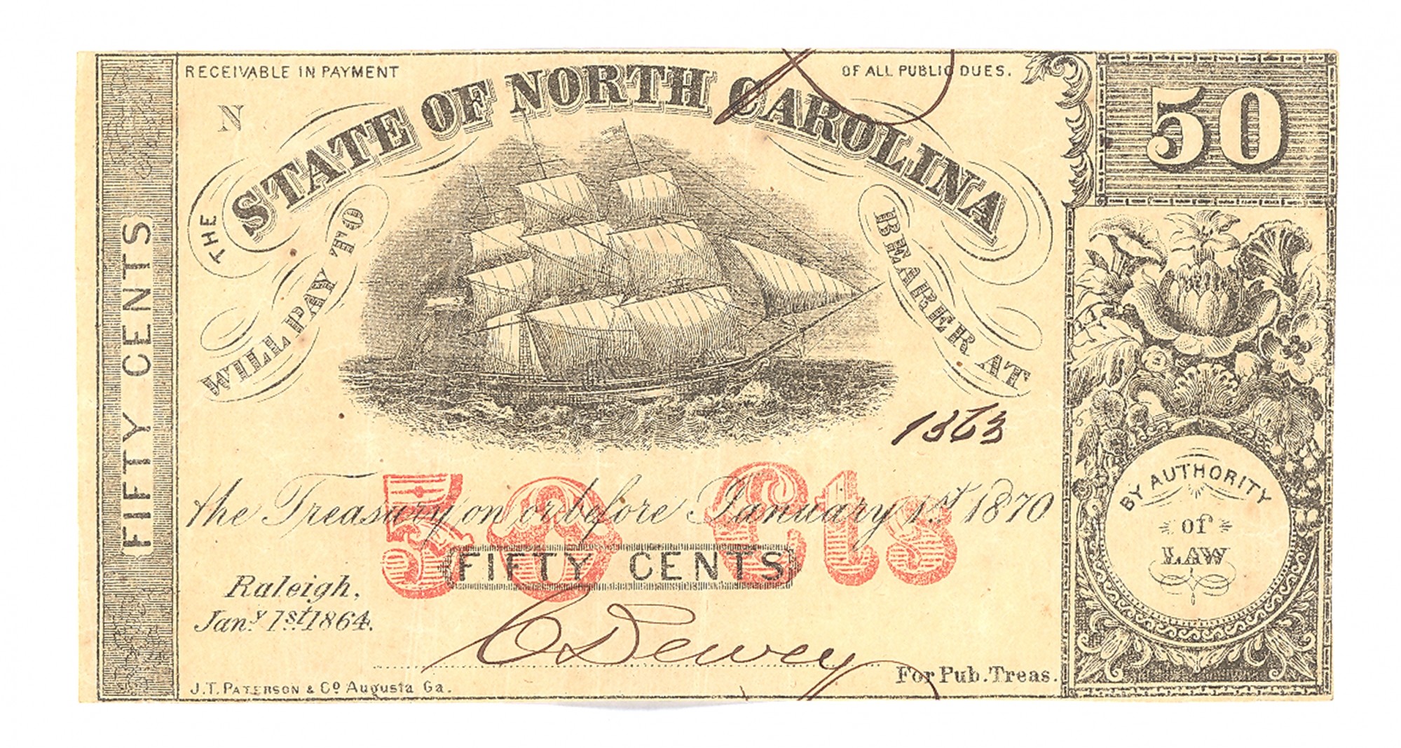 STATE OF NORTH CAROLINA, NORTH CAROLINA $.50 NOTE