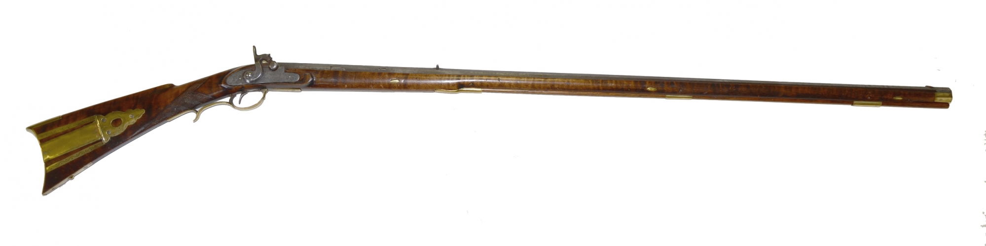 FULL STOCK LONG RIFLE PRODUCED BY GIBBS OF LANCASTER, PENNSYLVANIA MAKER