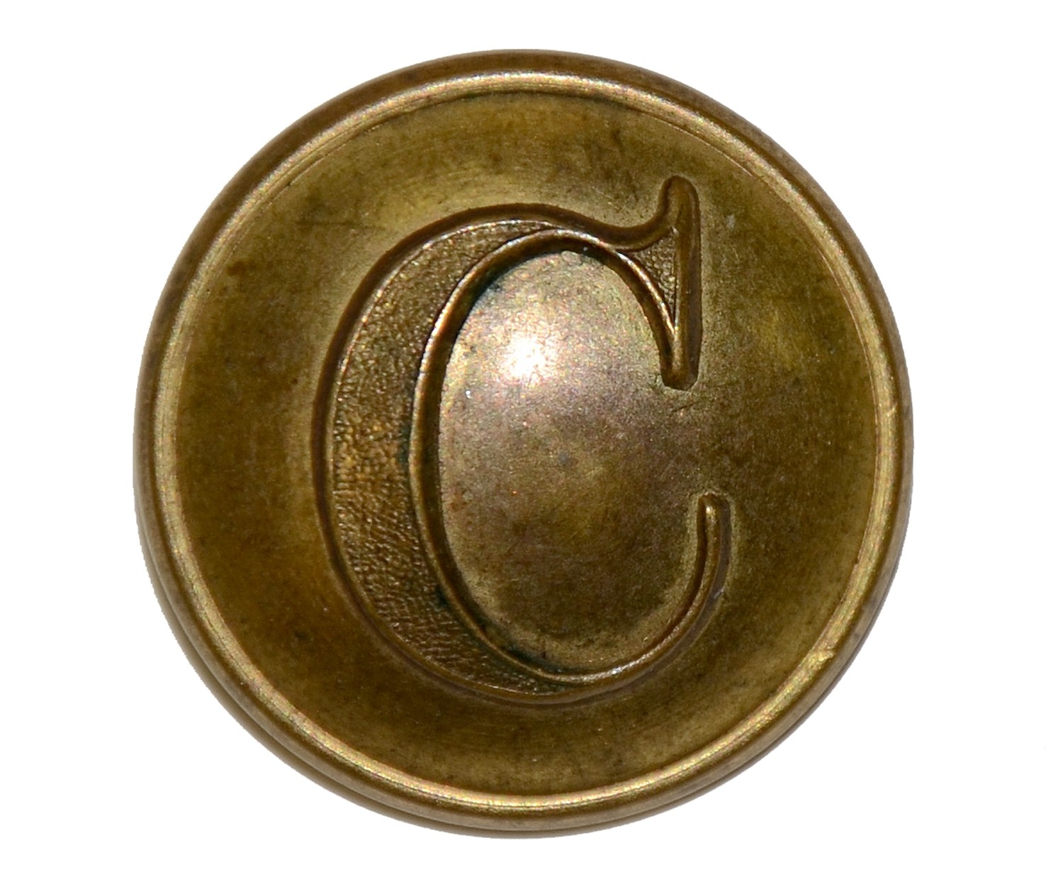 CONFEDERATE CAVALRY STIPPLED “C” COAT BUTTON