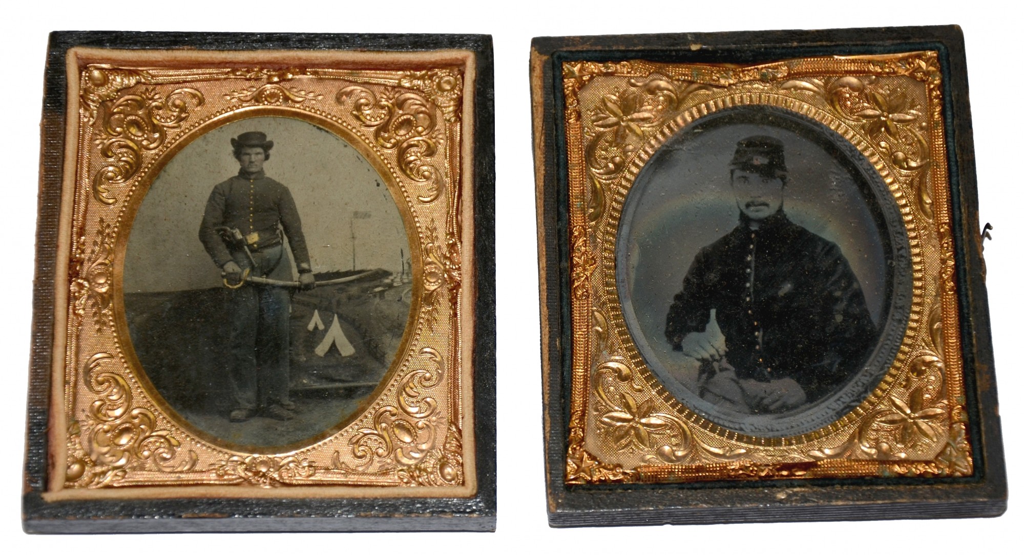 EXTRAORDINARY PAIR OF IDENTIFIED IMAGES OF TWO MEMBERS OF COWAN'S 1ST NEW YORK LIGHT ARTILLERY - BOTH KILLED AT GETTYSBURG, JULY 3, 1863!